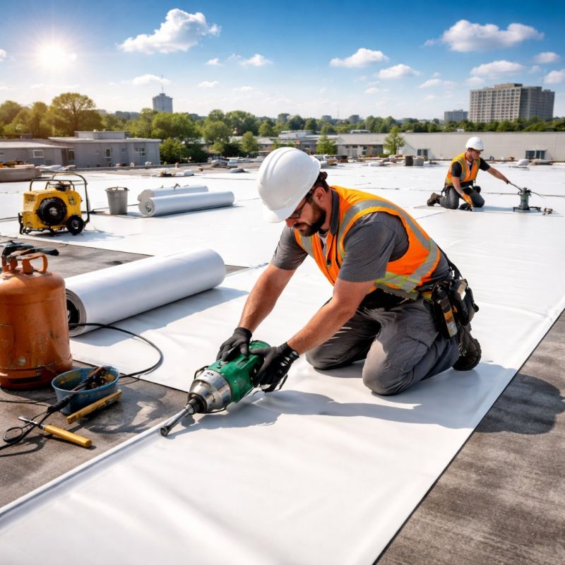 Single Ply Roof Installation detail